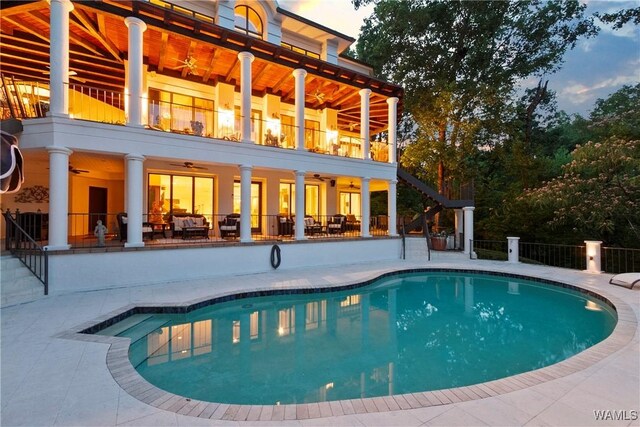 6821 Jade Pt, Tuscaloosa, AL 35406 - swimming pool with a ceiling fan and a patio area