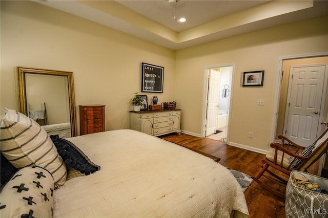 12464 Timberlane Rd, Ralph, AL 35480 - bedroom featuring dark wood finished floors, baseboards, ensuite bath, and recessed lighting