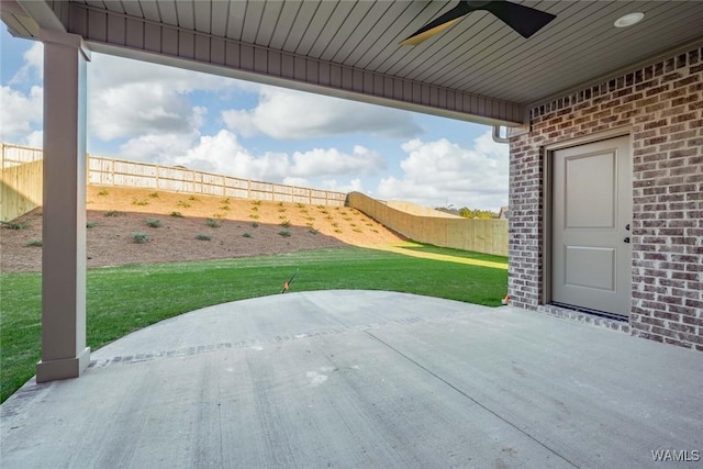 13713 Blackoak Dr, Northport, AL 35475 - view of patio with a fenced backyard and a ceiling fan