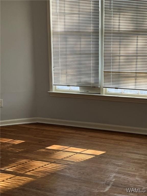 empty room featuring dark hardwood / wood-style floors