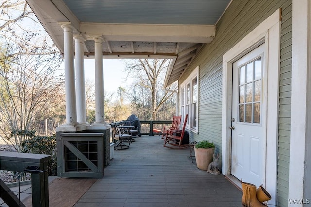 deck featuring a porch