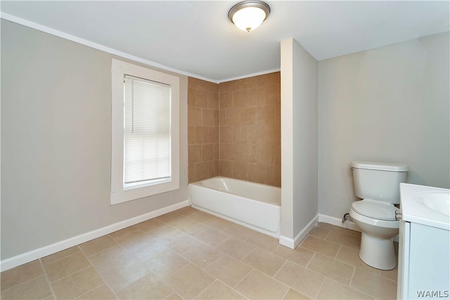 full bathroom with tile patterned floors, vanity, toilet, and tiled shower / bath