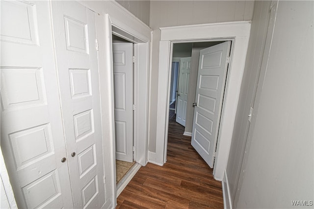 hall featuring dark hardwood / wood-style floors