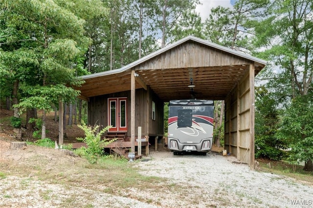 view of parking featuring french doors