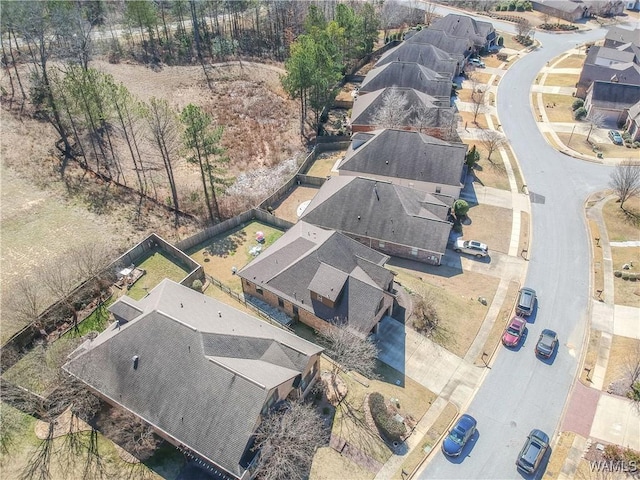 bird's eye view with a residential view