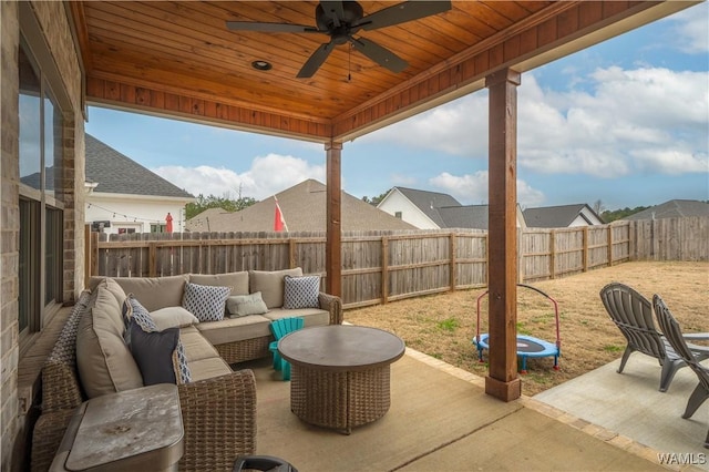 view of patio / terrace with an outdoor hangout area and ceiling fan