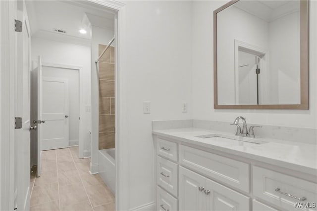 301 Trails End Ln, Tuscaloosa, AL 35406 - full bathroom with shower / bathing tub combination, baseboards, visible vents, and vanity