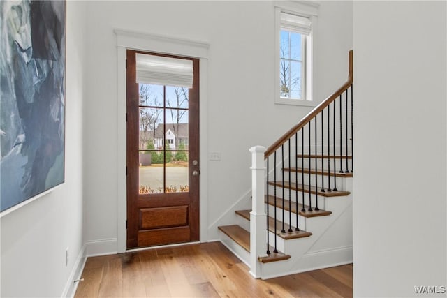 301 Trails End Ln, Tuscaloosa, AL 35406 - foyer entrance featuring stairs, wood finished floors, and baseboards
