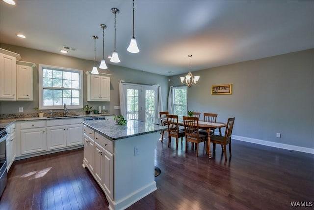 4401 Nicholas Ave, Northport, AL 35473 - kitchen featuring a sink, healthy amount of natural light, dark wood-type flooring, french doors, and recessed lighting