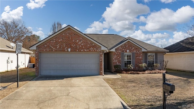 single story home with a garage