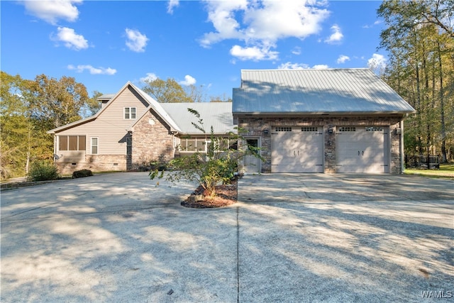 view of front of house with a garage