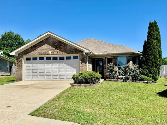 192 Roscommon Rd, Tuscaloosa, AL 35405 - ranch-style home featuring brick siding, a garage, concrete driveway, and a front yard