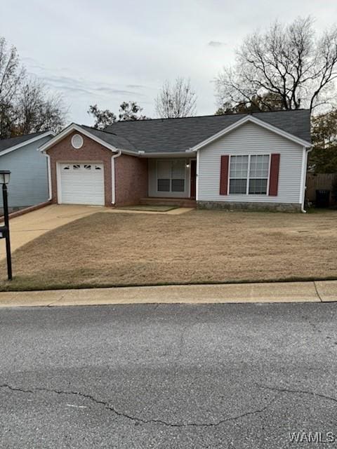 single story home with a garage