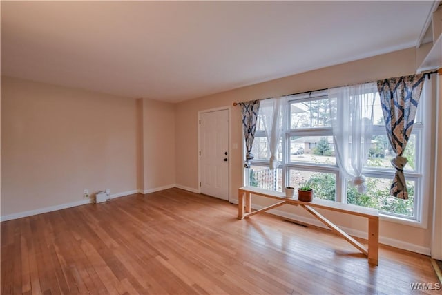 foyer with light wood-type flooring