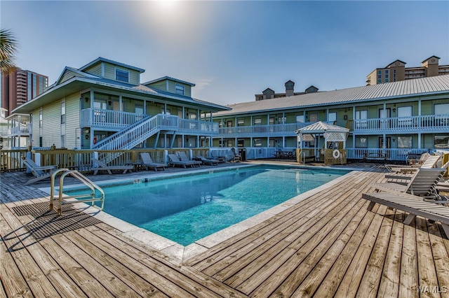 view of pool featuring a deck