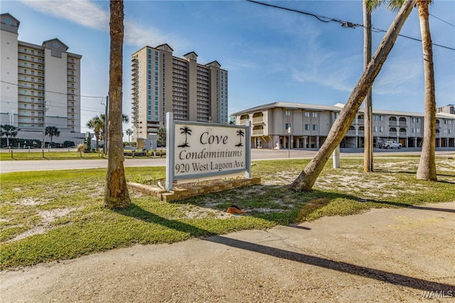 view of community sign