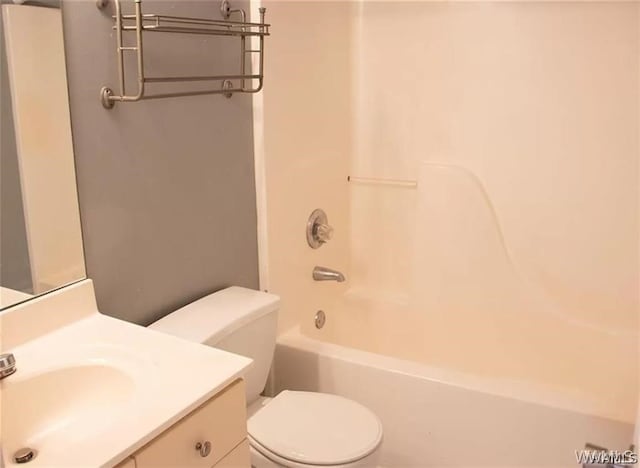 full bathroom with vanity, toilet, and tub / shower combination