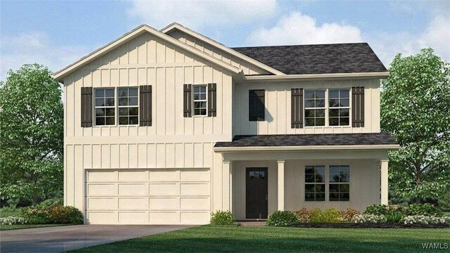 9352 Havenridge Loop, Tuscaloosa, AL 35405 - modern farmhouse featuring board and batten siding, roof with shingles, a garage, and concrete driveway