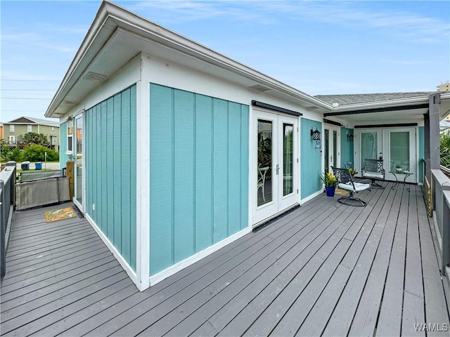 wooden deck with french doors