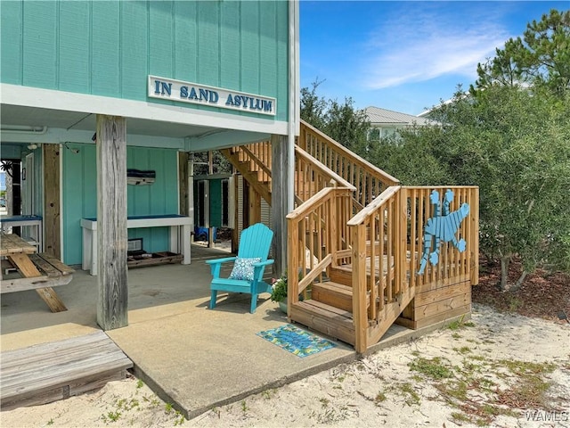 wooden deck with stairway