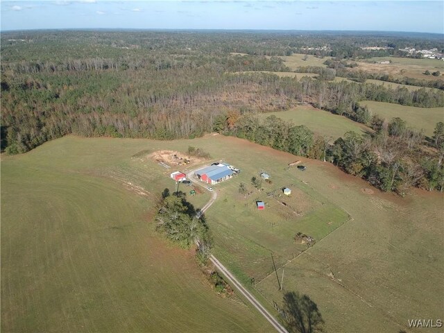 aerial view with a rural view
