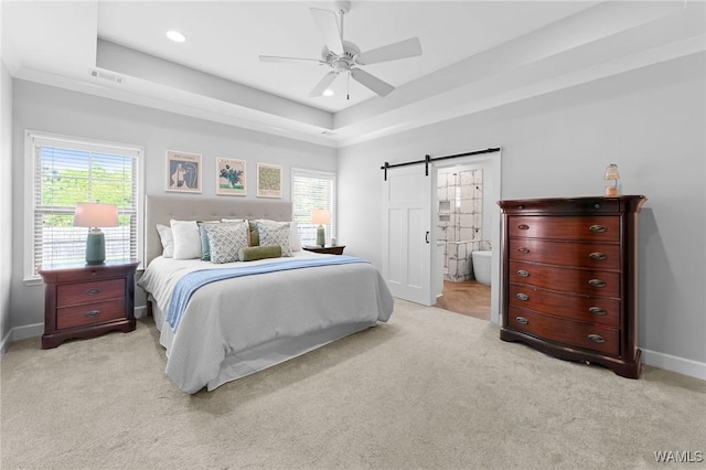 13880 Glenview Dr, Northport, AL 35475 - bedroom with light colored carpet, a raised ceiling, multiple windows, and recessed lighting