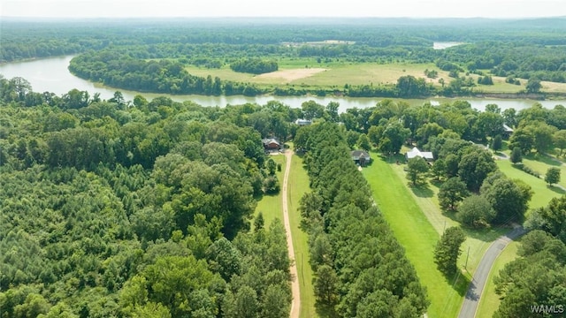 birds eye view of property featuring a rural view and a water view