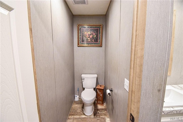 14371 Paul Mills Rd, Buhl, AL 35446 - bathroom with wood finished floors and toilet