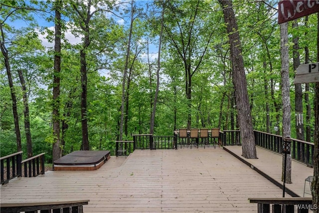 deck with outdoor dry bar