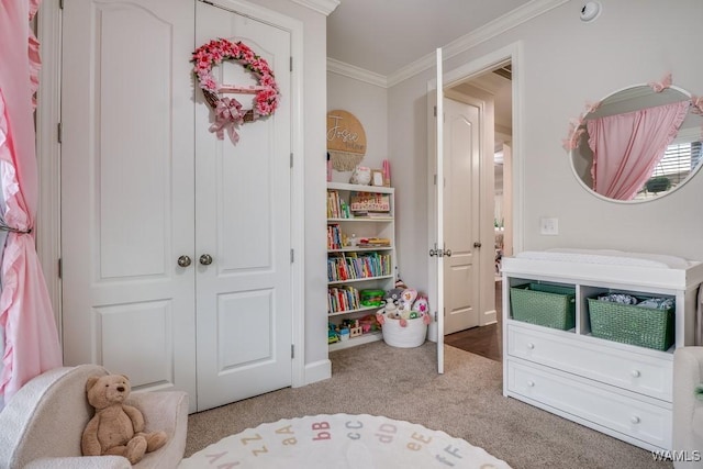 13782 Highland Pointe Dr, Northport, AL 35475 - carpeted bedroom featuring ornamental molding, a closet, and baseboards