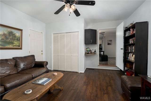 5324 Northwood Lake Dr W, Northport, AL 35473 - living room featuring a ceiling fan and dark wood finished floors
