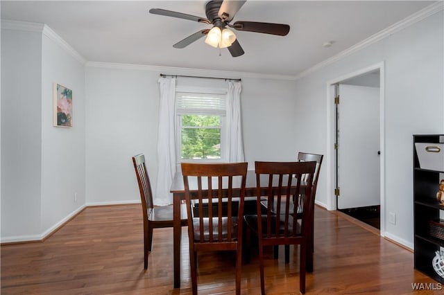 5324 Northwood Lake Dr W, Northport, AL 35473 - dining room with ornamental molding, wood finished floors, and ceiling fan