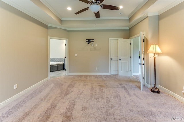 10998 Sleepy Valley Rd, Northport, AL 35475 - spare room featuring carpet flooring, ornamental molding, ceiling fan, baseboards, and recessed lighting