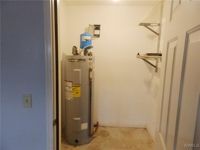 utility room featuring water heater