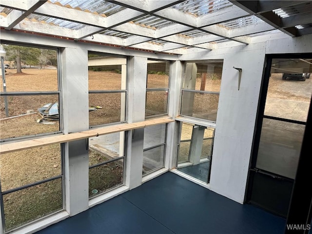 view of unfurnished sunroom