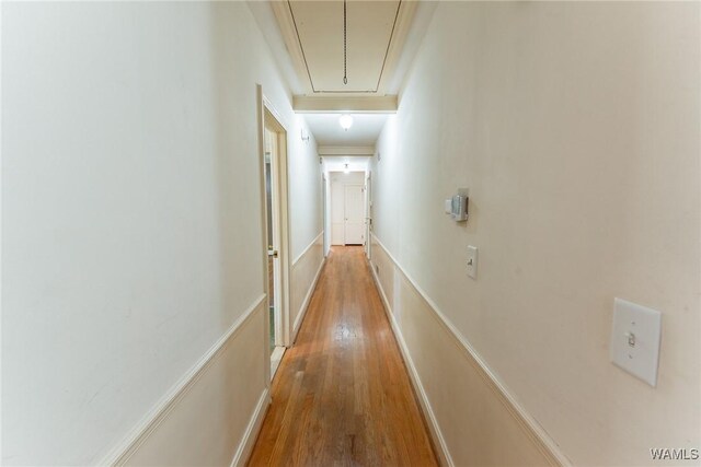9C Country Club Hls, Tuscaloosa, AL 35401 - corridor featuring attic access and wood finished floors