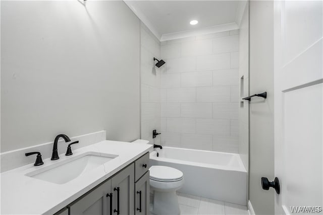 5930 Carleton Park Cir, Tuscaloosa, AL 35406 - bathroom with toilet, vanity, tile patterned floors, and bathtub / shower combination