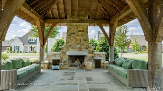 5930 Carleton Park Cir, Tuscaloosa, AL 35406 - view of patio / terrace featuring an outdoor living space with a fireplace and a gazebo