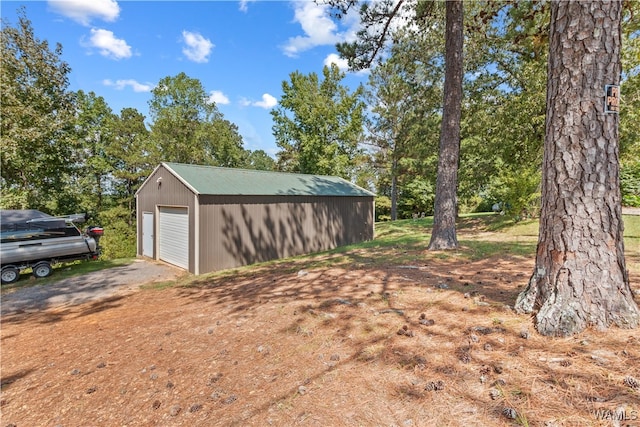 exterior space with a garage