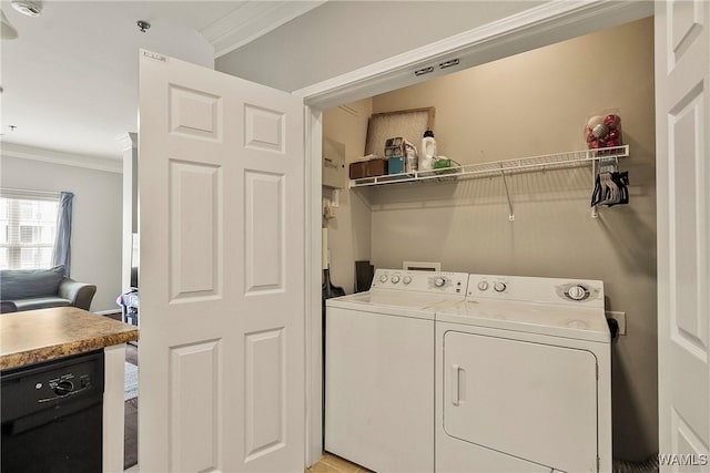 303 Helen Keller Blvd Unit B223, Tuscaloosa, AL 35404 - laundry room featuring crown molding and separate washer and dryer