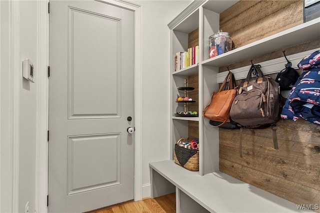 mudroom featuring light wood finished floors