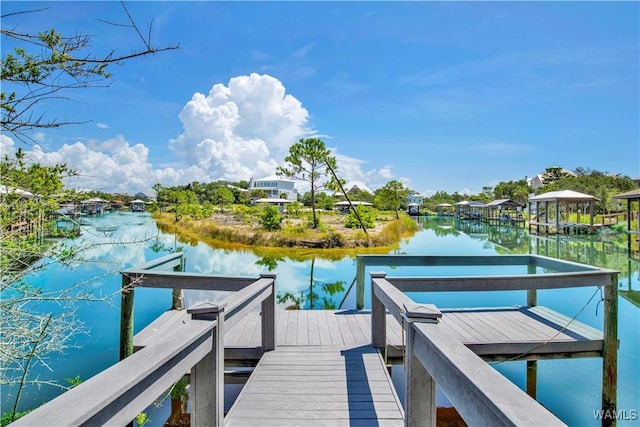 view of dock featuring a water view