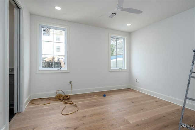 1300 Paul W Bryant Dr Unit 100, Tuscaloosa, AL 35401 - unfurnished room featuring ceiling fan, light wood-type flooring, and recessed lighting