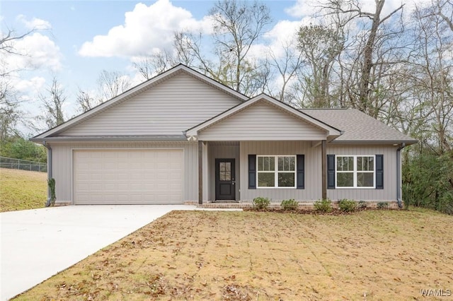 single story home featuring a garage