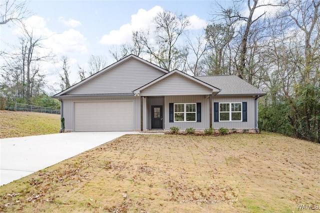 single story home with a garage