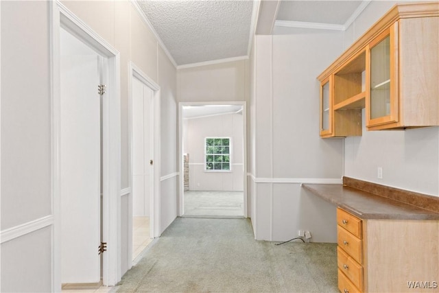 10463 Beulah Lake Ln, Cottondale, AL 35453 - hall featuring light carpet, crown molding, and a textured ceiling