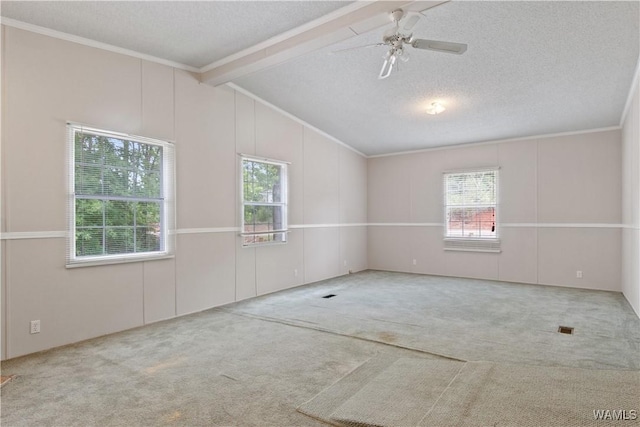 10463 Beulah Lake Ln, Cottondale, AL 35453 - unfurnished room featuring ornamental molding, carpet floors, a textured ceiling, and a ceiling fan