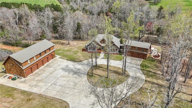 aerial view featuring a forest view