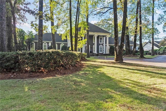 view of front facade with a front lawn