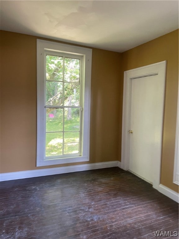 empty room featuring dark hardwood / wood-style flooring